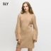 SLY2018 thu đông mới thời trang mới cổ tròn tay áo dài mềm mại đan áo dài 030BAY73-3990 Sản phẩm HOT