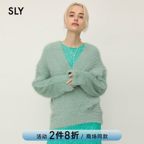 SLY2021 autumn and winter New lazy wind shoulder V collar loose soft knit women 030EAA70-5730