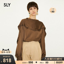 (THROW series) SLY summer new silk scarf collar vintage long-sleeved thin shirt women 030DA030-0470