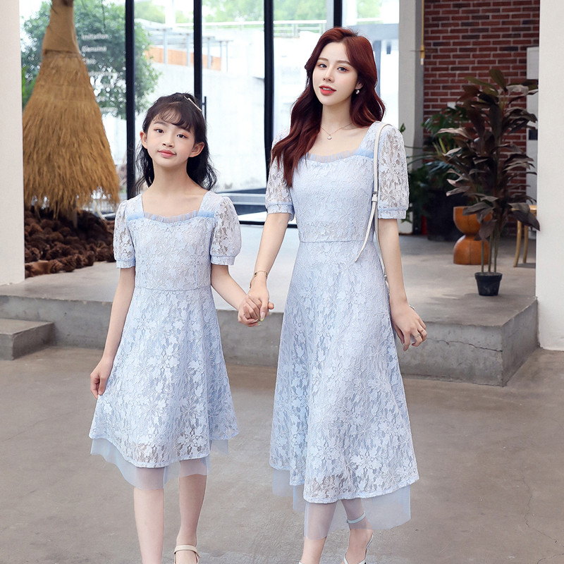 Fried Street Pro Subs Dress Lace Dress Korean Version Summer Dress 2022 New Fashion Mother Women Dress Foreign Pie in the middle of a long edition