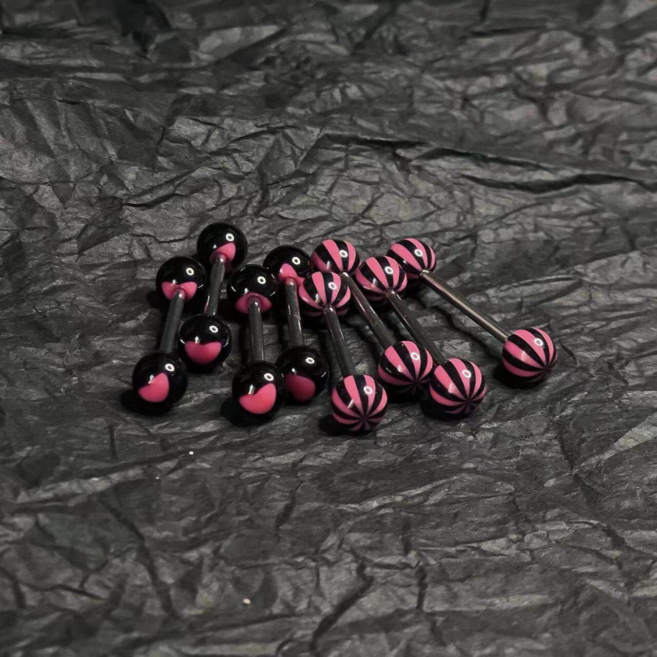 The gods go to the world (emotional black rum) tongue nail hot girl ins design sense niche tongue ring tongue nail perforation