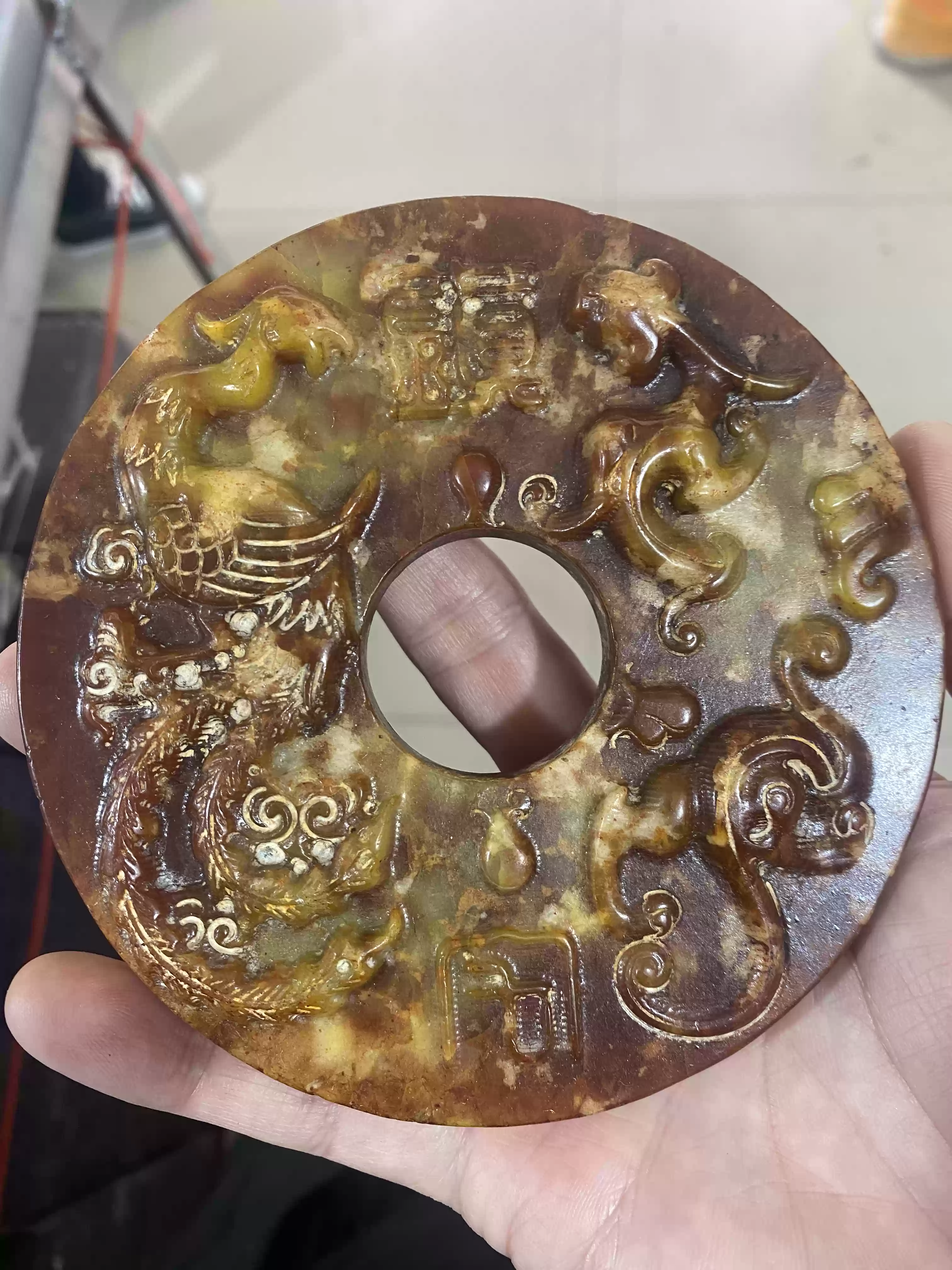高古玉岫玉龙形玉璧天然老岫玉玉佩收藏战国时代古董玉器-Taobao-Tmall