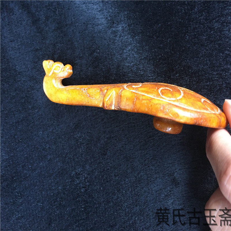 Antique high ancient jade imitation Qing Dynasty natural old jade jade pipa antique antique collection Seiko carving old goods