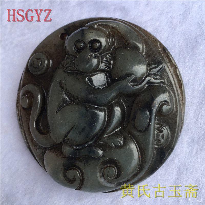 Yuan Dynasty ancient jade old jade antique Xiuyu golden monkey auspicious spring antique antique old jade old object pendant handle