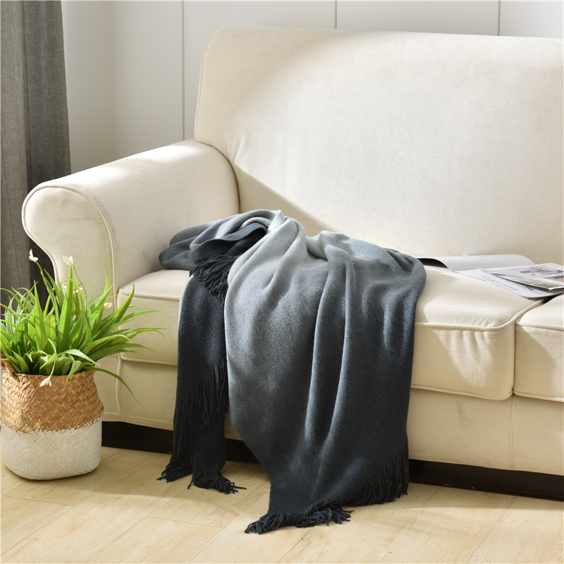 ZP Bắc Âu Icrest giải trí chăn gradient văn phòng ăn trưa nghỉ chăn xe chăn choàng khăn choàng đầu gối chăn - Ném / Chăn chăn lông cừu nanjiren