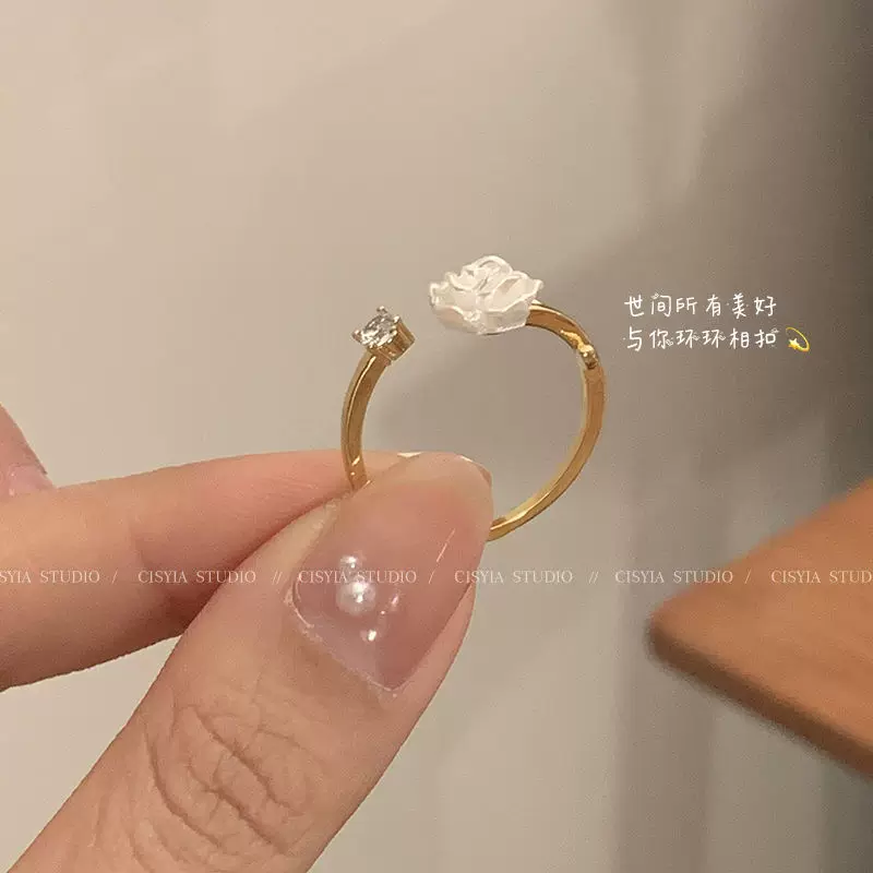 Mountain tea, small design ring, accessory, jewelry, light luxury style