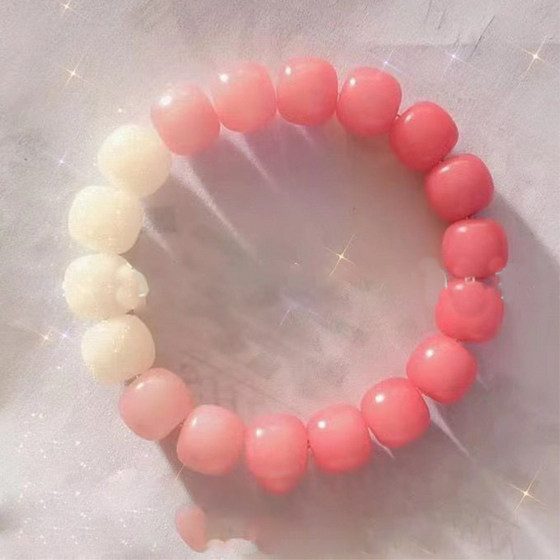 Icy White Jade Bodhi Bracelet Wrapping Fingers Soft Gradient Color Pink Student Version Playing Beads Bracelet Bracelets for Couples