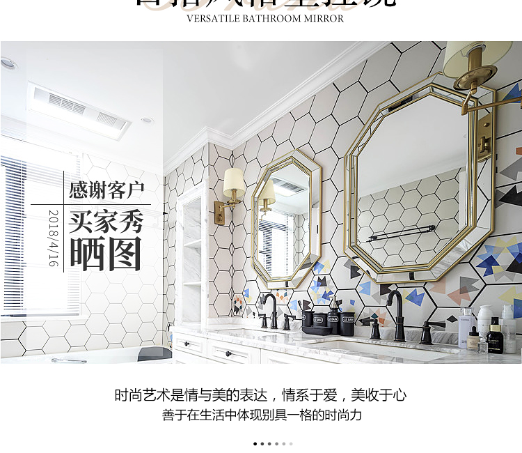 Ánh sáng sang trọng gương treo tường vanity gương phòng ngủ trang điểm vàng gương lớn lối vào phong cách châu Âu gương phòng tắm phòng tắm gương - Gương gương treo tường