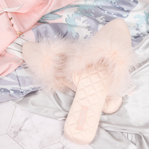 Bridesmaid morning robe slippers Bride wedding ins satin interior shoes Girl heart hairy pointed red shoes Wedding shoes