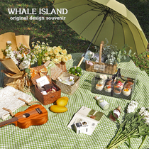 Green plaid tablecloth spring outing pastoral picnic cloth outing net red supplies Small daisy Japanese ins picnic mat