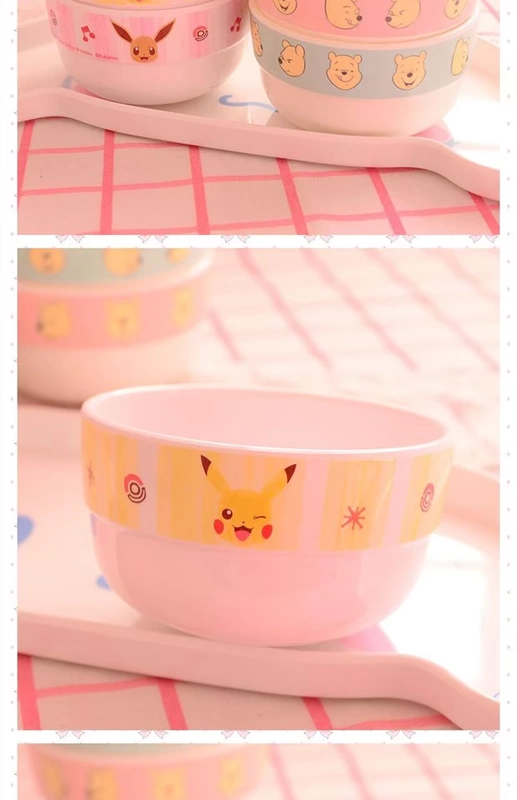 Xuất khẩu Nhật Bản đơn Winnie the Pooh bộ đồ ăn tròn bát nhỏ bát cơm nhựa melamine bộ đồ ăn kích thước nhỏ - Đồ ăn tối