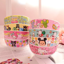 Three eyes cartoon cute little soup bowl Melamine household eating bowl Drop-resistant plastic 5-inch rice bowl tableware