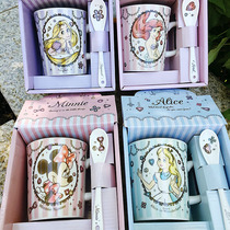 Cute cartoon princess series Ceramic water cup mug Coffee cup gift box with spoon