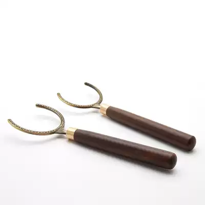 Ebony teacup Fork cup holder Pear copper tea holder Size Kung Fu tea Road anti-scalding cup clip tea clip egg tart