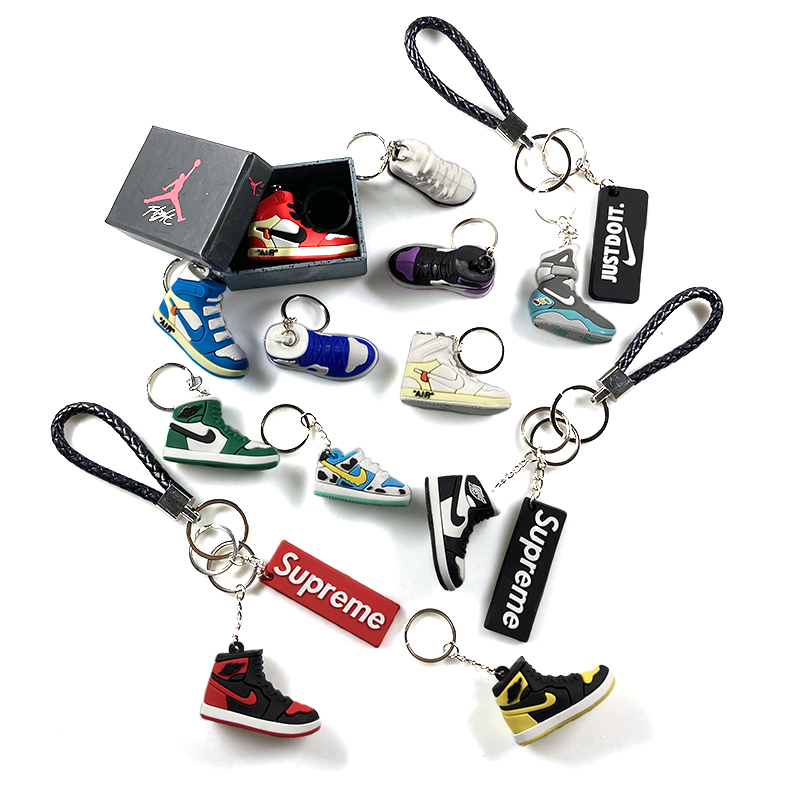 Three-Dimensional Silicone Sneakers, School Bag Pendants, Small Shoe Key Pendants, Joe Basketball Shoes, Personalized Toy Waist Keychains