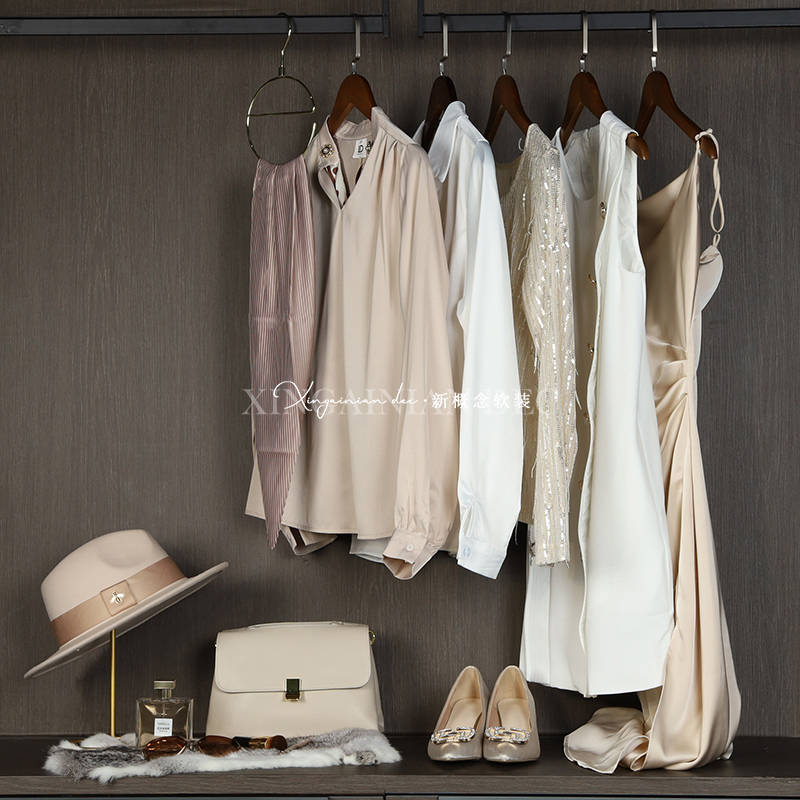 Elegant Lady's Wardrobe Model Room Dressing Room Decorations Cream Style Soft Furnishings Home Accessories Wardrobe Soft Furnishings