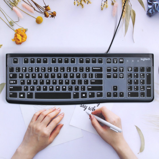 Logitech K120 유선 사무실 풀 사이즈 U 포트 오목 및 볼록 먼지 패드 키보드 보호 필름 커버에 적합