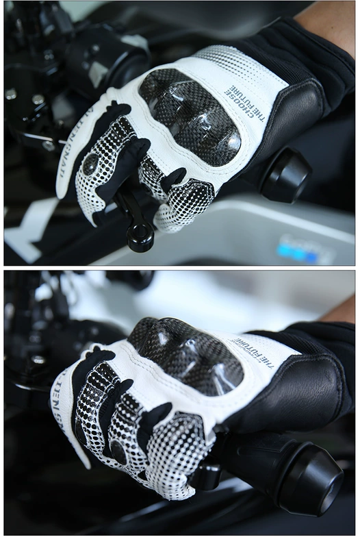 Găng tay Alien Snack T3 sợi carbon chống rơi cho đàn ông và phụ nữ mùa hè thoáng khí đầu máy xe máy đua thiết bị cưỡi mô tô - Xe máy Rider thiết bị