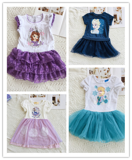 2-4 Year Old Children's Short-Sleeved Dress Ice and Snow Princess Little Mouse Pony Girls Summer Export List 2-4 Year Old Children's Short-Sleeved Dress Ice and Snow Princess Little Mouse Pony Girls Summer Export List