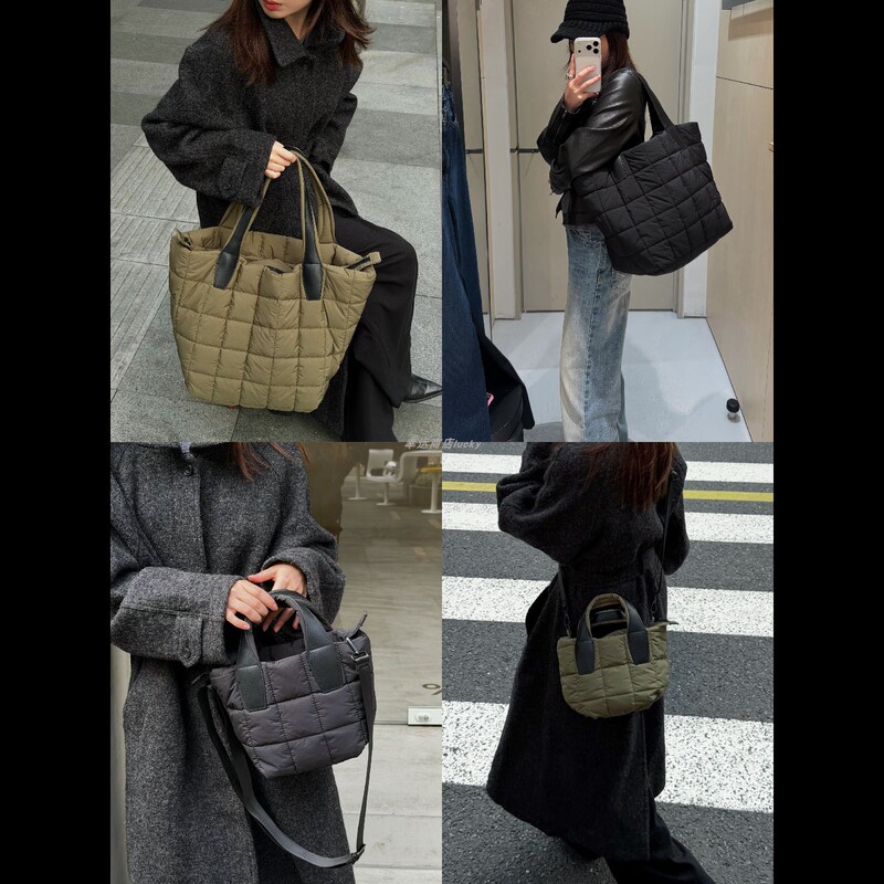 Lucky Store Simple Checkered Quilted Shoulder Bag Large Capacity Commuter Tote Bag High-End Crossbody Bag for Women