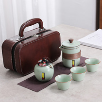 Run kiln opening travel tea ceramic fast cup teapot teapot cup simple Chinese outdoor portable collection package