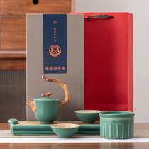 Kung fu tea set Japanese household simple teapot ceramic teacup teacup teacup full set of gift package creative gift