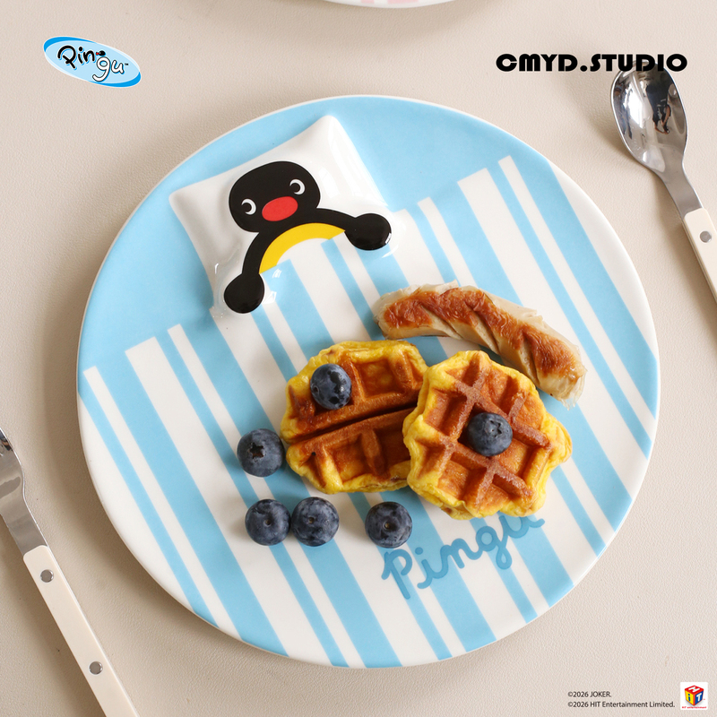Cmyd·Pingu Cartoon Lying Flat Plate Niche Embossed Salad Breakfast Plate Household Tableware Birthday Children's Day Gift Cmyd·Pingu Cartoon Lying Flat Plate Niche Embossed Salad Breakfast Plate Household Tableware Birthday Children's Day Gift