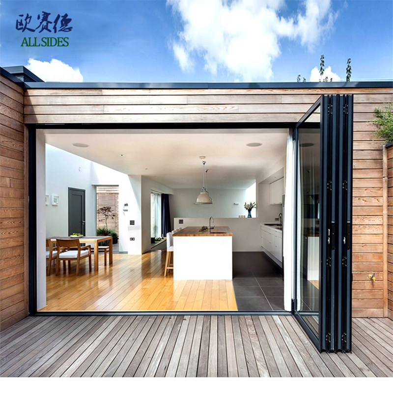 Aluminum alloy double glass heavy large folding door living room kitchen balcony narrow corner shower room without floor rail Changsha