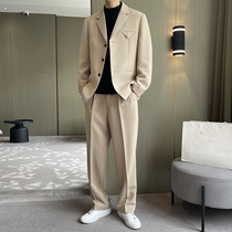 Light mature wind casual suit jacket Ruffian handsome net red senior sense ins loose suit two-piece set Tide brand suit autumn