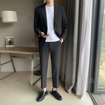 Light familiar casual suit mens jacket Korean version of Joker British advanced sense suit handsome student slim