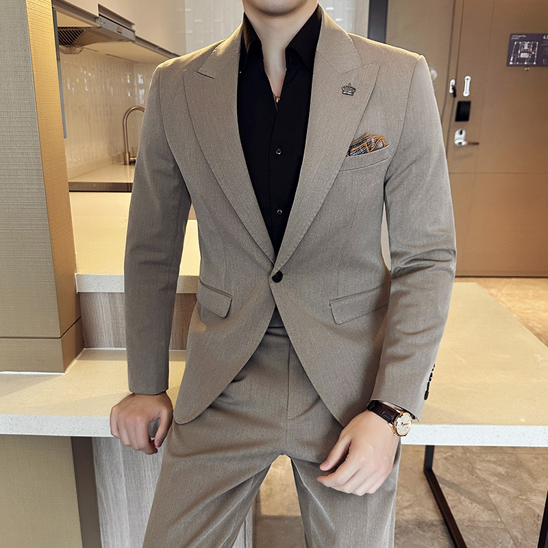 韓国風カジュアルスーツ ツーピーススーツ メンズ 春新作 ハンサム プロフェッショナル フォーマル スリムスーツ スーツ 花婿の付添人 ドレス