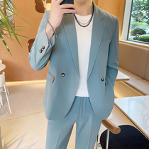 Light mature Wind Autumn loose Tide brand suit ins Senior sense jacket men Korean casual fried street suit two-piece suit