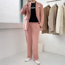 Light mature wind casual loose suit mens Tide brand 2021 autumn and winter simple Net Red Youth wide legs vertical suit suit suit