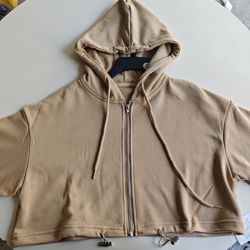 【European and American Style】Wanwan Youyi Women's Hooded Sweatshirt, Casual Versatile Slim-Fit Short Jacket 0.46kg1394