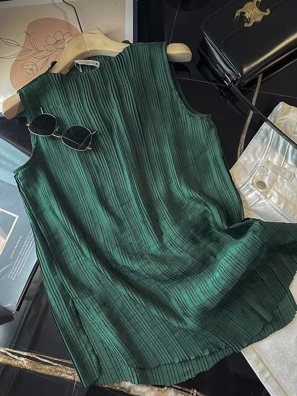 [Spanish Single] Wanwan Youyi Women's Pleated Textured Sleeveless Slimming Top 0.14kg1207