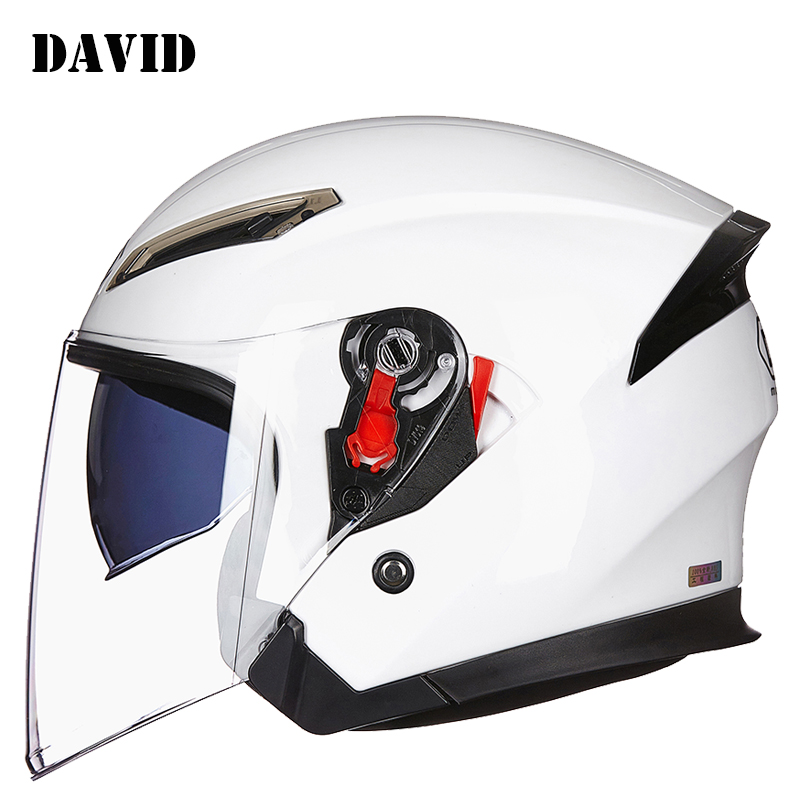 David Dual Lens Four Seasons Half Helmet Male and Female Electric Motorcycle Helmet Half CoverEd Fall/Winter Hard Hat
