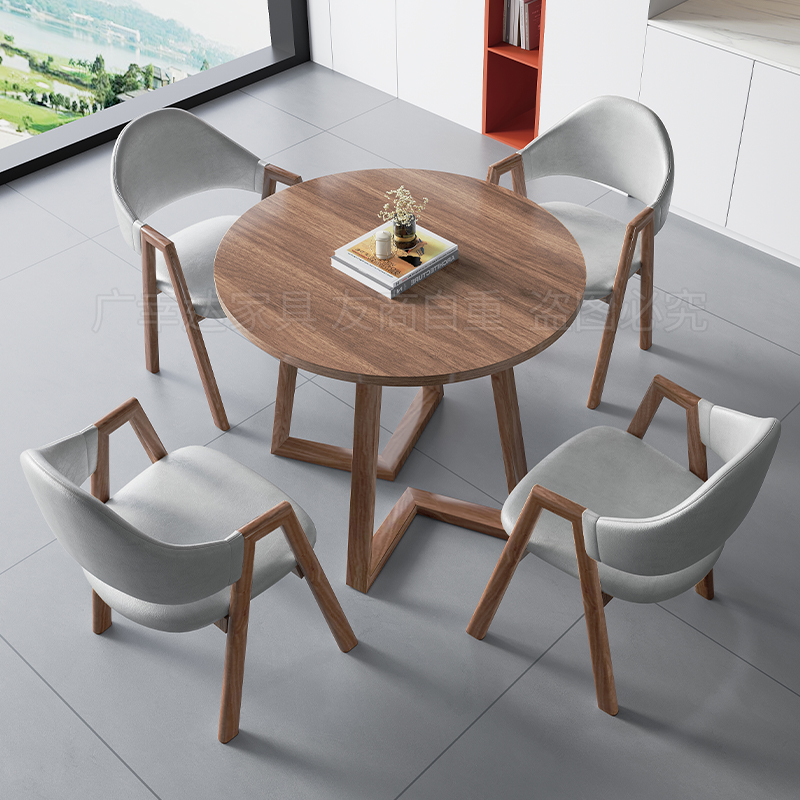 Nordic Minimalist Meeting Table and Chair Set for Leisure, Suitable for 4S Store Reception Areas, Shop Office Reception, and Small Round Table for Meeting Discussions