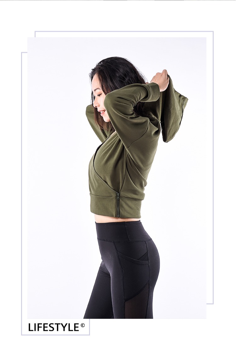 EVENSO áo trùm đầu lỏng kéo áo len thể thao thoáng khí áo khoác mùa xuân chạy yoga - Thể thao lông cừu / jumper áo hoodie adidas