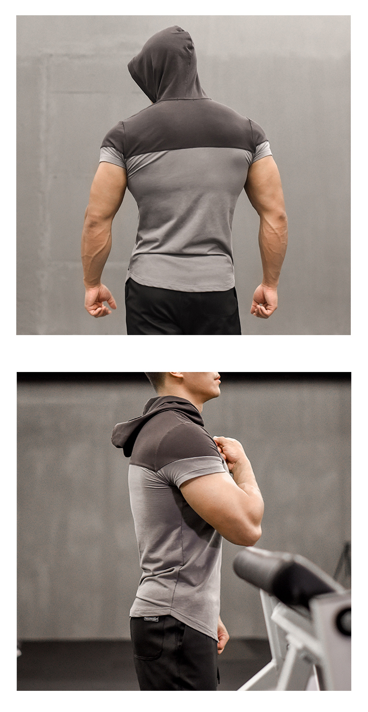 EVENSO cổ điển tiếp tục hoodie ngắn tay nam cardigan khâu màu thể thao giản dị trùm đầu áo len áo thun áo hoodie nữ chính hàng