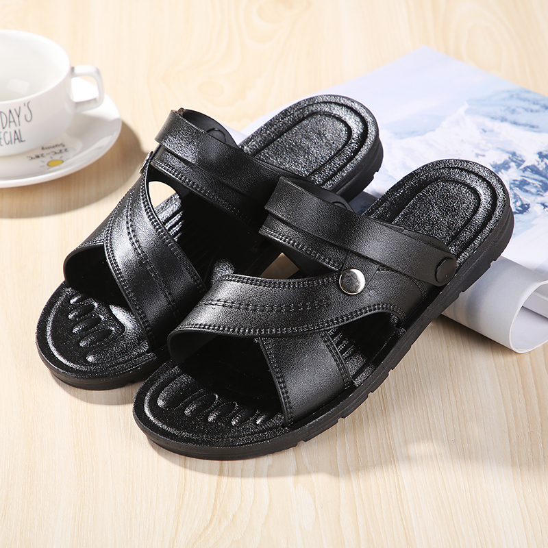 2022 special summer new business men's beach sandals wear-resistant soft bottom thick bottom adult two penetrating sandals