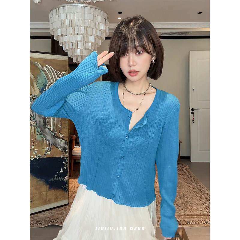 Mama Cai【Flower Sea Prelude】Thin Knitted Cardigan for Women, Long Sleeve, Round Neck, Slimming and Versatile Knitwear Mama Cai【Flower Sea Prelude】Thin Knitted Cardigan for Women, Long Sleeve, Round Neck, Slimming and Versatile Knitwear