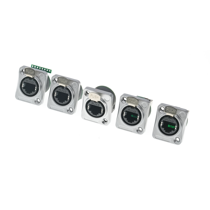 Rj45 Industrial Network Connector Shielded Grounding Crystal Head Signal Plug Waterproof Dual Network Port Socket