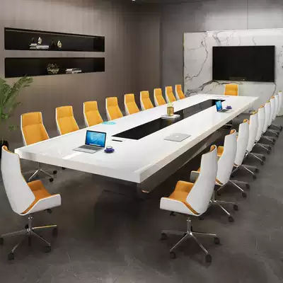 Conference table Long table Piano paint simple modern atmosphere High-end conference room table and chair combination strip table Negotiation table