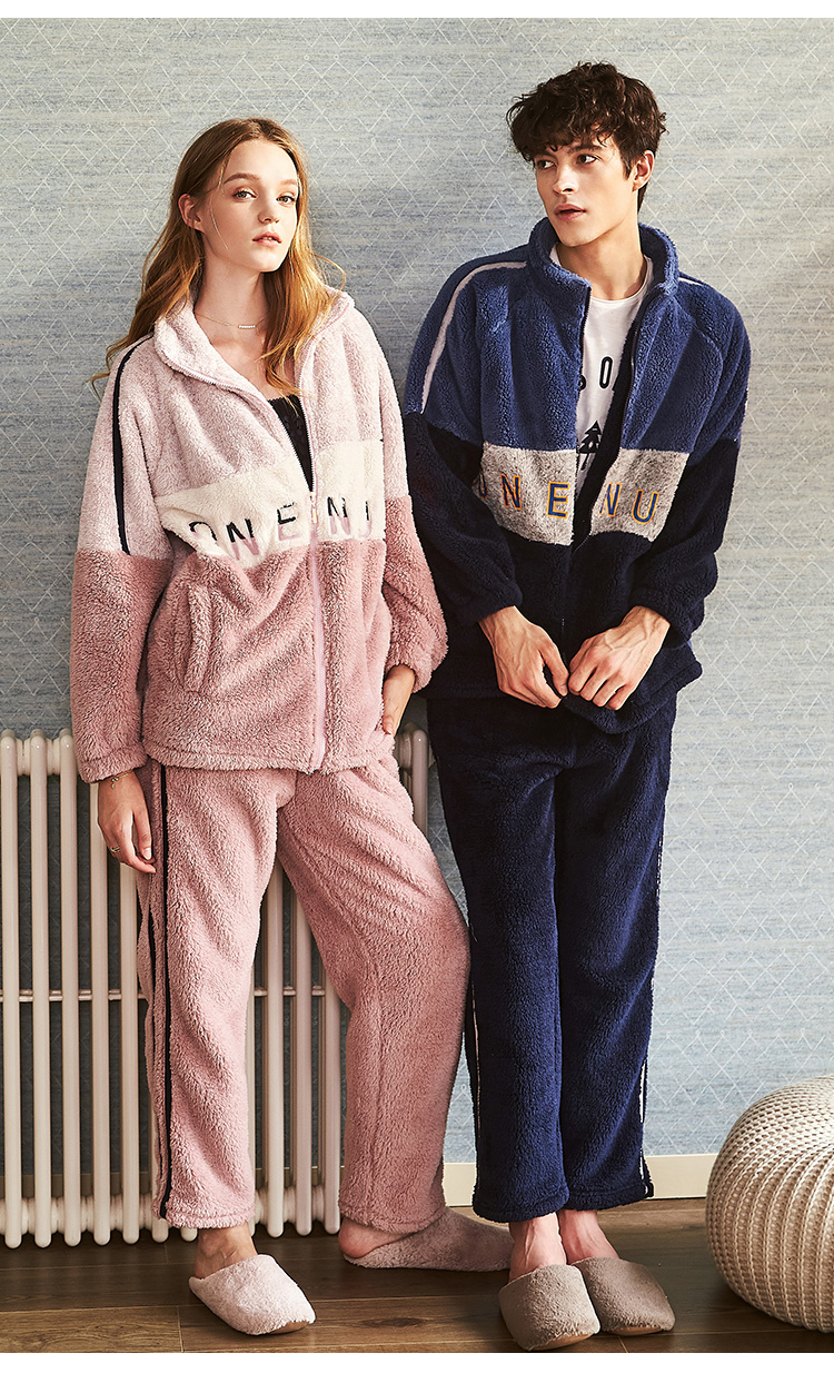 Yso vài bộ đồ ngủ nhung san hô nam mùa thu đông có thể được mặc bên ngoài flannel dịch vụ nhà phụ nữ đồ ngủ nhà đồ bộ mặc ở nhà