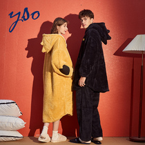 yso couple pajamas womens autumn and winter models mens coral velvet nightgown plus velvet thickened large size warm home clothes men