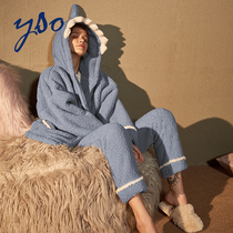 yso pajamas womens winter coral velvet autumn and winter suit cartoon thickened cute warm home clothes Flannel out