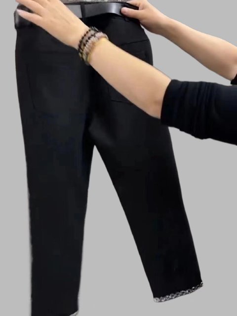 ສະຖານີເອີຣົບ 2024 Spring New High Waist Commuting Elastic Slit Nine-Point Small Leg Pants Slim Fit Versatile Fashion Pants