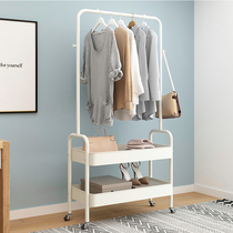Double layer clothes hanger floor bedroom home clothes hat rack indoor simple balcony hanging clothes hanging bag cool clothes rack