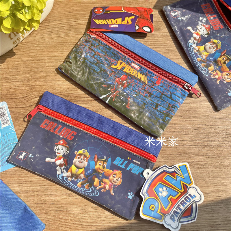 Children Cartoon Spider-Man Wang Wang Team Students Conveniently Zipping Pencil Collect Bags Flash Pencil