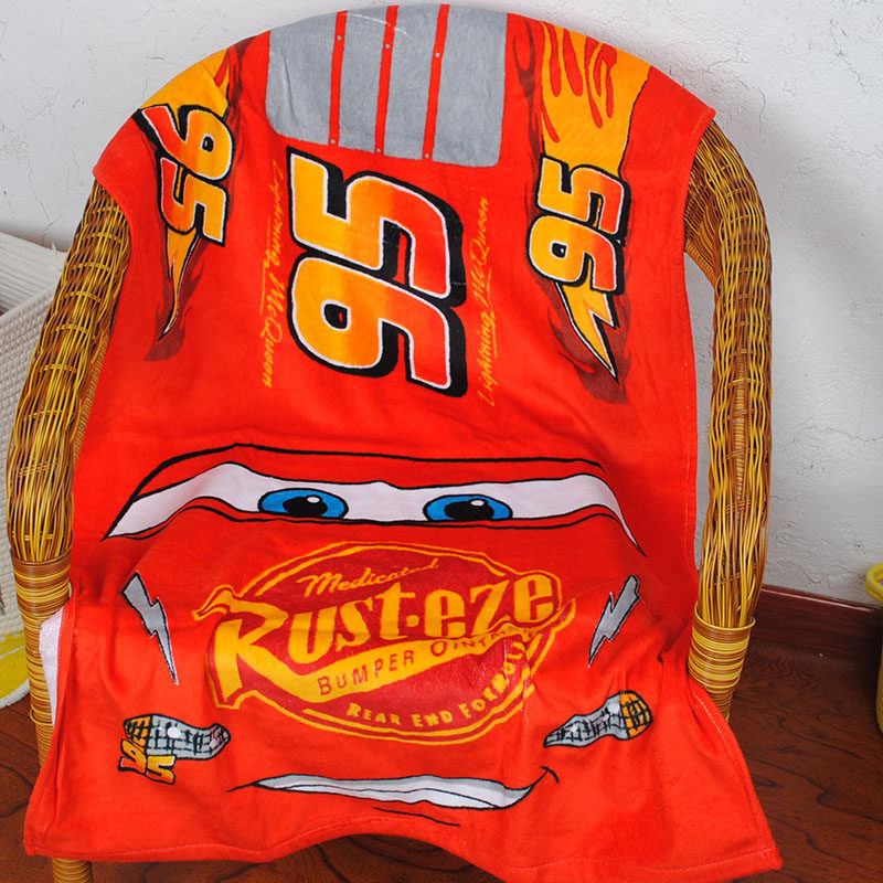 Micro-flawless foreign trade tail single outlet children cartoon pure cotton red small car bath towels absorbent sofa towels 115 * 65